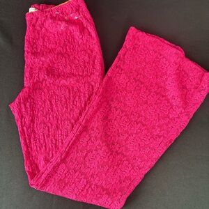 Intimately Free People Pink Womens XSmall All Day Lace Floral Flare Pants PullOn